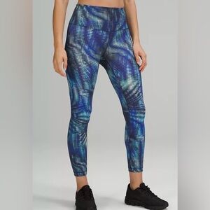 🔥🔥 Lululemon Wunder Train HR Tight 25” SIZE 2 Foil Shapeshifter Flux Blue Multi